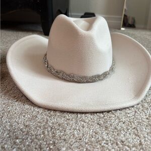 White Cowboy Hat with Rhinestone Band